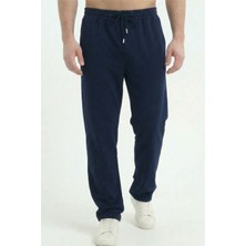 Erkek Lacivert Baggy Bol Paça Oversize Relaxed 4 Mevsim Eşofman Altı Bol Paça 2 Iplik Tam Kalıp