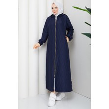 Pamuk Butik Kadın Soğan Desenli Tünel Geçişli Tam Boy Kapitone Mont -PMK506