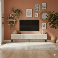 Yumedi Design TSA1803BT - Tarçın Tv Stand , Tv Sehpası 180CM Beyaz-Traverten