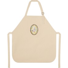 %100 Pamuk Hambez Çocuk Mutfak ve Etkinlik Önlüğü - 6-8 Yaş - Nakışlı Çift Kat