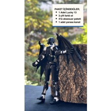 Moifugyia Lucky 13 Aksiyon Figürü Robot Oyuncak 13CM Siyah Beyaz ve Yarasa Kanat Seti
