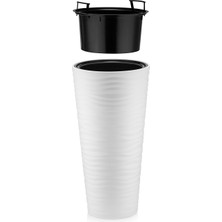 Kumsal Vazo Dekoratif Saksı, Kırık Beyaz, 5.5 Lt, Hazneli