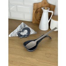 Okyanus Home Çift Baskı Kepçe Kaşık Altlığı ve Peçetelik Antrasit