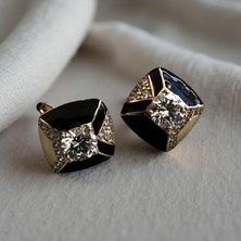 Luckyb Store Siyah Gold Taşlı Xuping Küpe