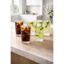 Yzhome 6 Lı Kristal Cam Meşrubat Kokteyl Bardağı Uzun Bardak 400ML