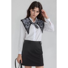 Walkenzo Zarif Etnik Motifli İpeksi Dokulu Şık Kadın Omuz Şalı | Siyah