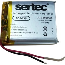 Sertec 803035 3.7V 800 Mah Li-Polymer Pil (DEVRELI/1.5A) GIZMUR-49682