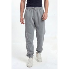 Gri Erkek 3 Iplik Erkek Eşofman Altı Paça Lastikli Yumuşak Pamuklu