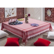 Mira Home Gözde 170X170 Cm. Kareli Desen Üçlü Sofra Bezi / Masa Örtüsü