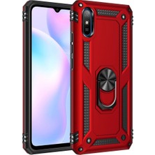 Evolvera Xiaomi Redmi 9A Kılıf Sofya Yüzüklü Silikon Kapak - Kırmızı