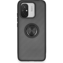Evolvera Xiaomi Redmi 12C Kılıf Montreal Yüzüklü Silikon Kapak - Siyah