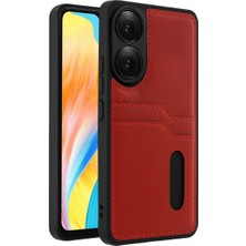 Evolvera Oppo A38 Sara Kartvizitli Deri Kılıf - Kırmızı