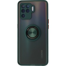 Evolvera Oppo Reno 5 Lite Kılıf Montreal Yüzüklü Silikon Kapak - Yeşil