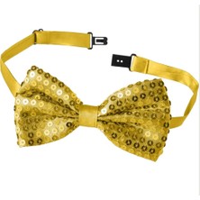 Belle Fusion Bfs   Gece Işıltısı Altın Payetli Pullu Papyon 7x2 cm