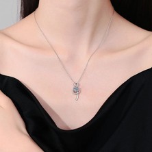 ShellWetr Kadın Kolye Pure Diamonds Gümüş Zincir Sol Anahtarı Kadın Kolye