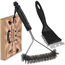 MarkEntegra Mangal Tezleyici, 2 Paket Metal Mangal Izgara Tezleme Fırçası ve Kazıyıcı. Mangal Mutfak Tezliği Için 30,5 cm ve 20,3 cm Çelik Kıllı Mangal Fırçası, Daha Kolay ve Etkili Tezlik Için