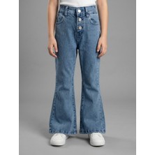 Robin Kids Kız Çocuk Beli Lastikli Likralı Ispanyol Paça Kot Pantolon