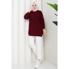 Pamuk Butik Kadın Şerit Detaylı Triko Tunik -PMK500