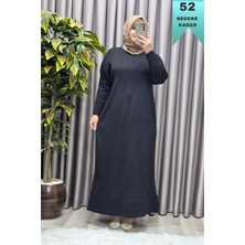 Elmas Tesettür Kadın Giyim Büyük Beden Soğuk Triko Fitilli Elbise