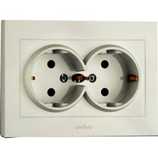 Ovivo Grano Ikili Topraklı Priz Beyaz Çerçeveli