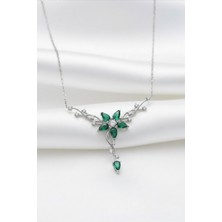 Çekirdek Jewelry 925 Ayar Gümüş Zümrüt Taşlı Sarmaşık Kolye