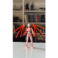 Moifugyia Lucky 13 Aksiyon Figürü Robot Oyuncak 13 cm Beyaz Turuncu ve Yarasa Kanat