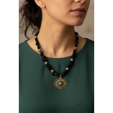 Godfroy Oniks Doğal Taşlı Şanslı Nazar Göz Kolye