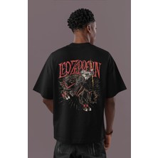 Sevbano LED Zeppelin Rock Metal Müzik Grubu Sırt Baskılı Unisex Oversize Tişört