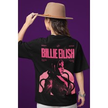 Sevbano Özel Tasarım Billie Eilish Sırt Baskılı Unisex Oversize Şarkıcı Tişört