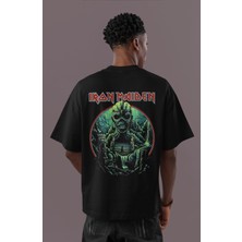 Sevbano Tasarım Iron Maiden Rock Metal Müzik Grubu Sırt Baskılı Unisex Oversize Tişört