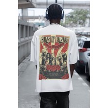 Sevbano Tasarım Guns N' Roses Sırt Baskılı Unisex Oversize Rock Metal Müzik Grubu Tişört