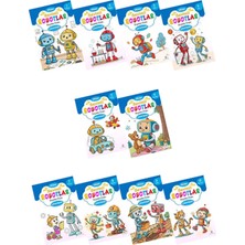 RedandCherry Stickerlı Çıkartmalı Sevimli Robotlar Boyama Kitabı – 10’lu Set
