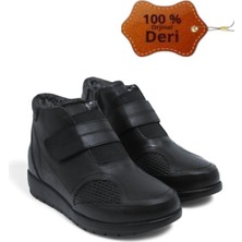 Magic Shoes Kadın Siyah Hakiki Deri Içi Kürklü Tam Ortopedik Kaymaz Taban Anne Botu