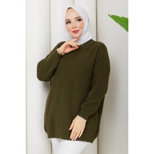 Pamuk Butik Kadın Şerit Detaylı Triko Tunik -PMK500