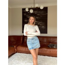 Infivento Bisiklet Yaka Parmak Geçmeli Detaylı Bluz