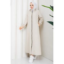 Pamuk Butik Kadın Soğan Desenli Tünel Geçişli Tam Boy Kapitone Mont -PMK506