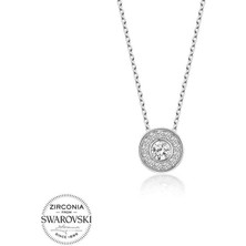 cleovibe Swarovski Taşlı Gümüş Çember Tektaş Bayan Kolye