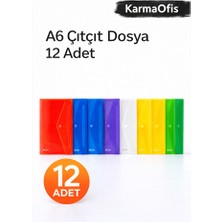 A6 Çıtçıt Dosya 12 Adet – Renkli, Şeffaf Mini Evrak Dosyası