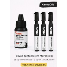 Siyah Tahta Kalemi + Mürekkep Seti (1 Mürekkep + 3 Kalem)