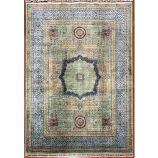 El Dokuma Afgan Halı Memluk Desenli Turkuaz Renk 4 Metre Kare