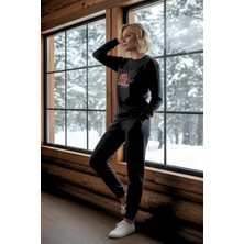 Morro Nyc Baskılı Siyah Kadın Pijama Takımı - Rahat Ev Giyimi