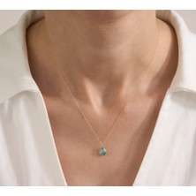 Gold Marley 14 Ayar Altın Zarif Damla Taşlı Kolye | Minimal ve Şık Tasarım