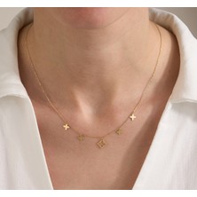 Gold Marley 14 Ayar Altın Yıldız ve Yonca Figürlü Zarif Kolye