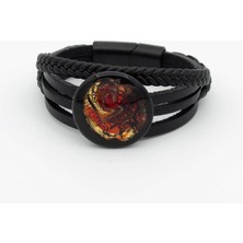 Godfroy El Işçiliği Murano Cam Detaylı Deri Bileklik