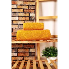 Mira Home 2 Parça Jakarlı Banyo Havlu Takımı Doku Desen Sarı