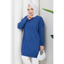 Pamuk Butik Kadın Yürütme Örgü Baklava Desenli Triko Tunik -PMK503