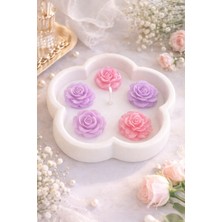 Glowa Pastel Gül Mum Seti – El Yapımı Dekoratif Tepsi