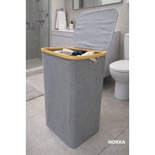Nokka Kapaklı 75 L Katlanabilir Çamaşır Sepeti, Kirli Sepeti (57X40X30 Cm)
