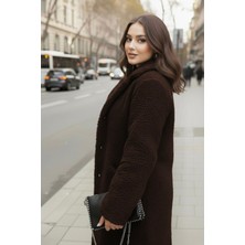 Hiramir Kadın Peluş Önü Düğmeli Mont Bej KS2531