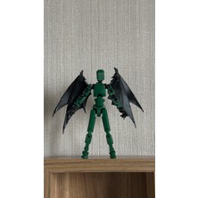 Moifugyia Lucky 13 Aksiyon Figürü Robot Oyuncak 13CM Yeşil Siyah ve Yarasa Kanat Seti